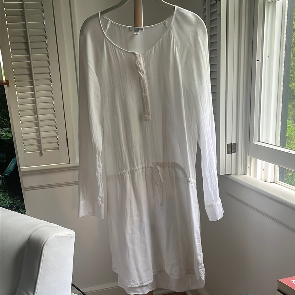 James Perse White Long Sleeve Tunic Dress